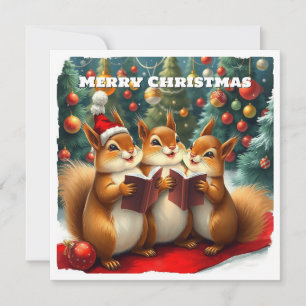 Funny Snow Nature Woodland Animals Christmas Holiday Card