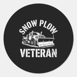 Funny Snow Plow Veteran Winter Service Retired Sno Classic Round Sticker