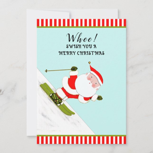 Funny Snow Skiing Holiday Christmas Cards (Front)