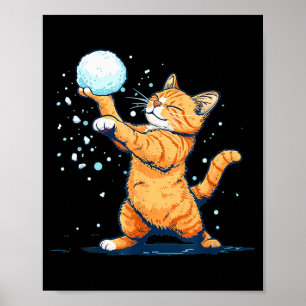 Funny Snowball Cat In Winter For Men Women Kids  Poster