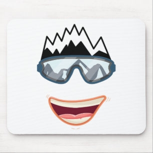 Funny Snowboard Snowboarder Skiing Face Funny Ski Mouse Pad