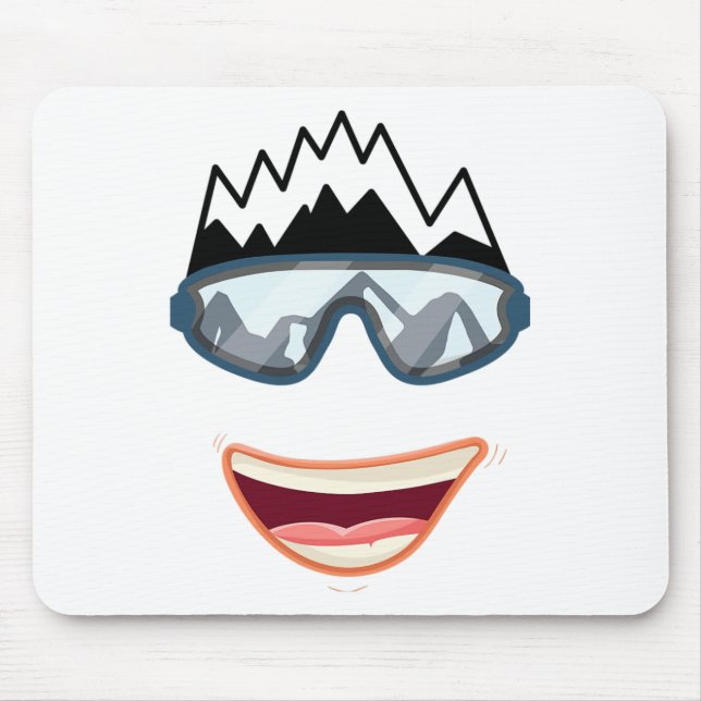 Funny Snowboard Snowboarder Skiing Face Funny Ski  Mouse Pad (Front)