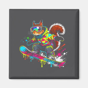 Funny Snowboard Squirrel Outfit Mount Animal Pets Magnet