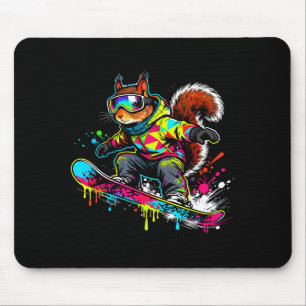 Funny Snowboard Squirrel Outfit Mount Animal Pets  Mouse Pad