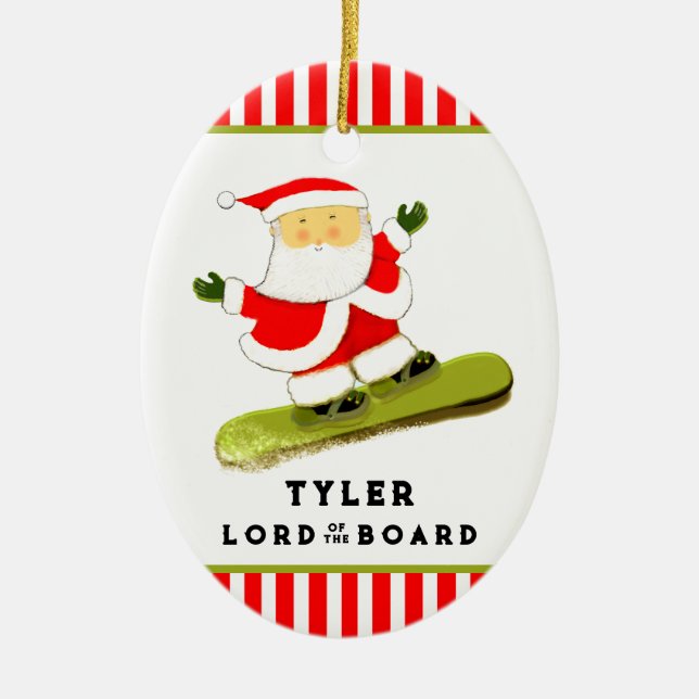 Funny Snowboarder Snowboarding Ceramic Ornament (Front)