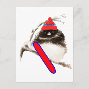 Funny Snowboarding Chick, Cute Sport Bird Postcard