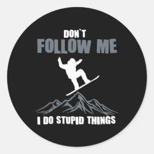 Funny Snowboarding Gift Men Women Cute Snowboarder Classic Round Sticker