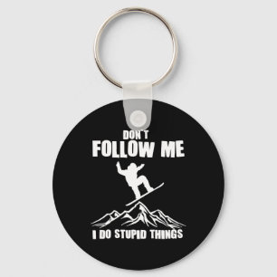 Funny Snowboarding Gift Men Women Cute Snowboarder Key Ring
