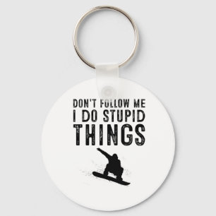 Funny Snowboarding Gift Men Women Cute Snowboarder Key Ring