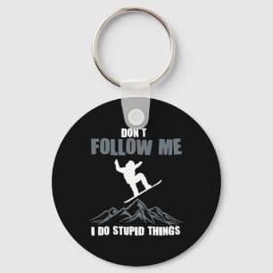 Funny Snowboarding Gift Men Women Cute Snowboarder Key Ring