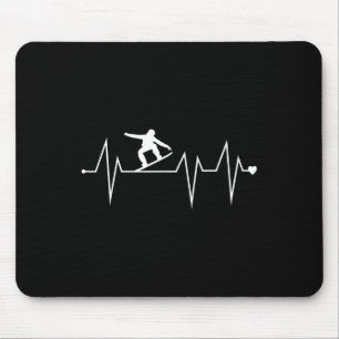 Funny Snowboarding Heartbeat Heart Pulse Rate Ekg Mouse Pad