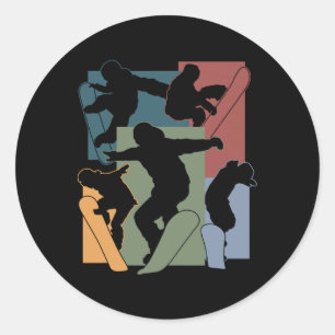 Funny Snowboarding Lover Snowboarder Winter Sports Classic Round Sticker