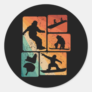 Funny Snowboarding Lover Snowboarder Winter Sports Classic Round Sticker
