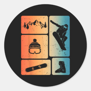 Funny Snowboarding Lover Snowboarder Winter Sports Classic Round Sticker