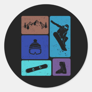 Funny Snowboarding Lover Snowboarder Winter Sports Classic Round Sticker