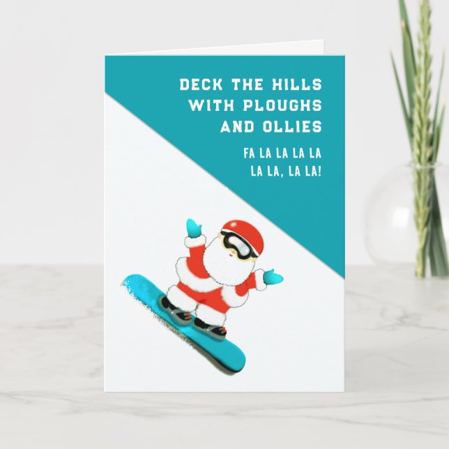 Funny Snowboarding Skiing Christmas Cards (Front)