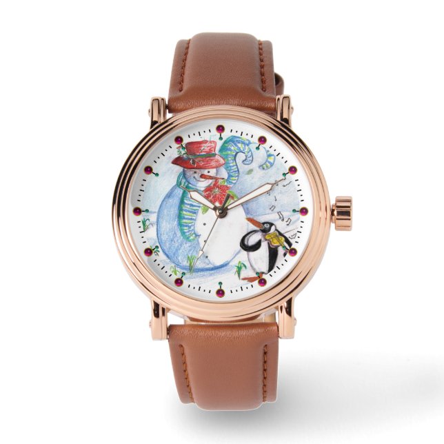 FUNNY SNOWMAN AND PENGUIN'S WINTER SERENADE WATCH (Front)