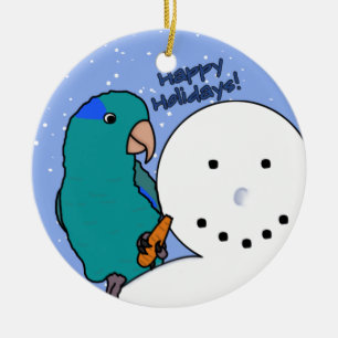 Funny Snowman Blue Parrotlet Ornament