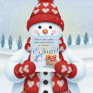 Funny Snowman Celebrating a Valentine Day Birthday Card
