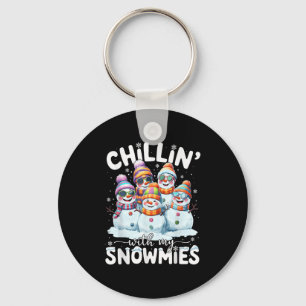 Funny Snowman Chillin With My Snowmies Christmas M Key Ring