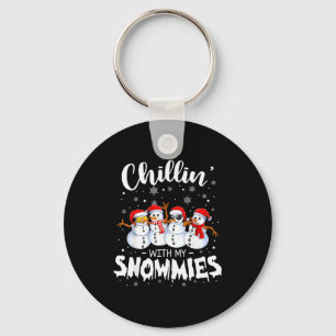 Funny Snowman Christmas Chillin With My Snowmies Key Ring