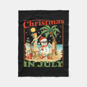 Funny snowman christmas in july xmas summer fleece blanket