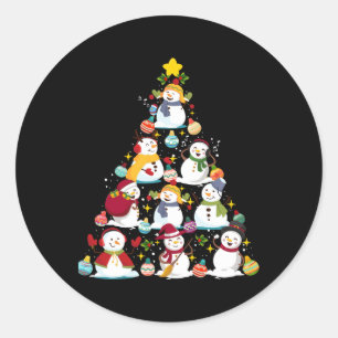 Funny Snowman Christmas Tree For Women Kids Orname Classic Round Sticker