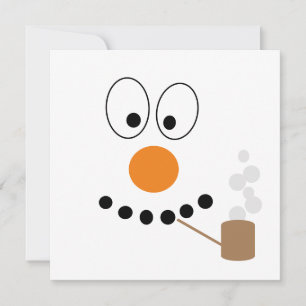 Funny Snowman Face Cartoon Christmas Holiday Card