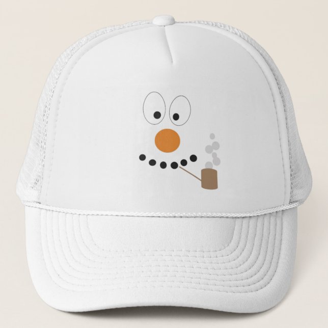 Funny Snowman Face Cute Cartoon Trucker Hat (Front)