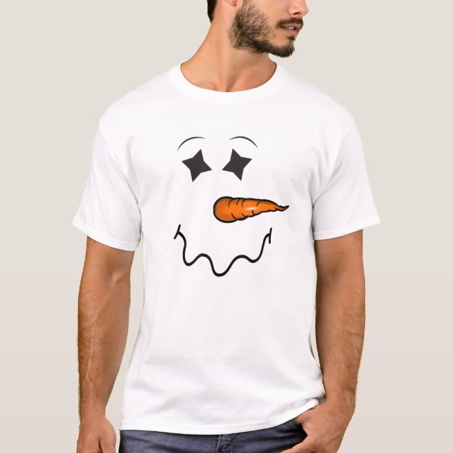 Funny Snowman Face For Winter And Christmas T-Shirt (Front)