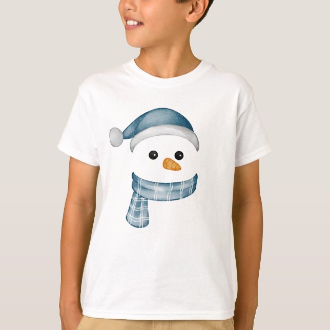 Funny Snowman Face happy Merry christmas Family T-Shirt (Front)