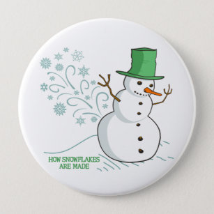 Funny Snowman Farts Snowflakes 10 Cm Round Badge