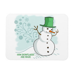 Funny Snowman Farts Snowflakes Magnet