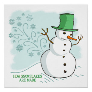 Funny Snowman Farts Snowflakes Poster