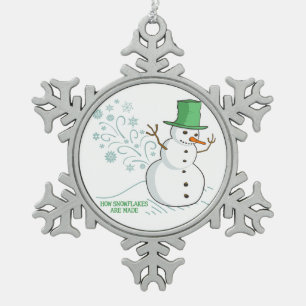 Funny Snowman Farts Snowflakes Snowflake Pewter Christmas Ornament