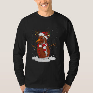 Funny Snowman Football Christmas Pajama Santa T-Shirt