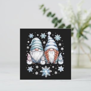 Funny Snowman Gnomies With Snowflakes Cute Winter  Holiday Card