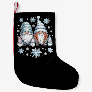 Funny Snowman Gnomies With Snowflakes Cute Winter Small Christmas Stocking