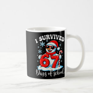 Funny Snowman I Survived 67 Days Of School Holiday Coffee Mug