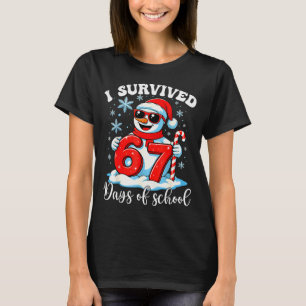 Funny Snowman I Survived 67 Days Of School Holiday T-Shirt