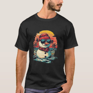Funny Snowman In Pacific - Christmas In July T-Shirt