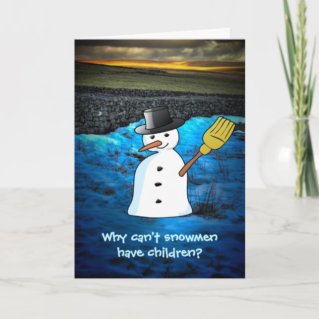 Funny Snowman Joke Holiday Card (Front)