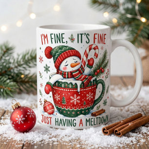 Funny Snowman Meltdown Christmas Cocoa Mug