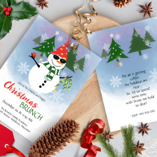 Funny Snowman Merry And Bright Christmas Party Invitation