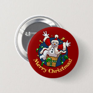Funny Snowman Merry Christmas Surprise Cartoon 6 Cm Round Badge