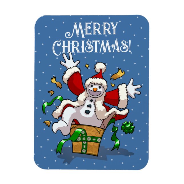 Funny Snowman Merry Christmas Surprise Cartoon Magnet (Vertical)