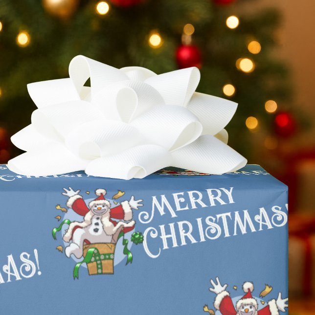Funny Snowman Merry Christmas Surprise Cartoon Wrapping Paper (Creator Uploaded)