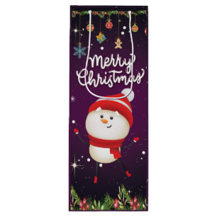 Funny Snowman Merry Christmas Wine Gift Bag