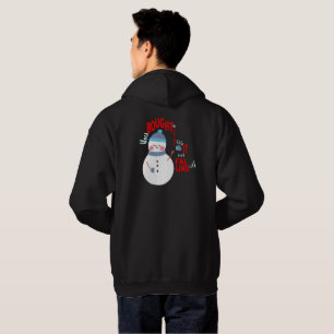 Funny Snowman Mitten Gift Text on Black Hoodie