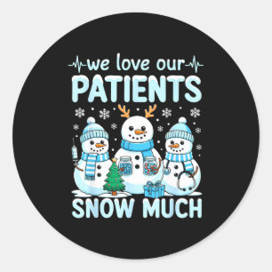 Funny Snowman Nurse Christmas Winter Holiday Healt Classic Round Sticker
